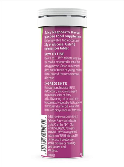 Lift Fast-Acting Glucose Tablets - Raspberry 10-Tablet Tubes - Image 3