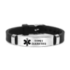 Stainless Steel Bracelet, Alert Type 1 Emergency Wristband , Black Silicon band