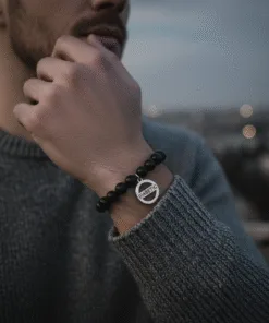 Alternative view of Medical Alert Bracelet, Engraving Stainless steel | Gift Adjustable Wristband for Men Women kids | Black Beads